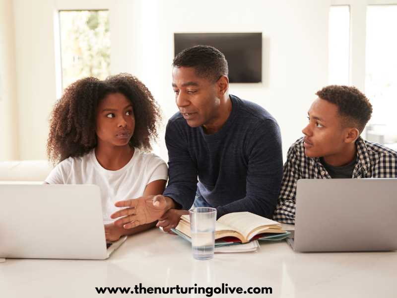 father-helping-children-homework-integrating-a-balance-of-faith-and-education-at-home