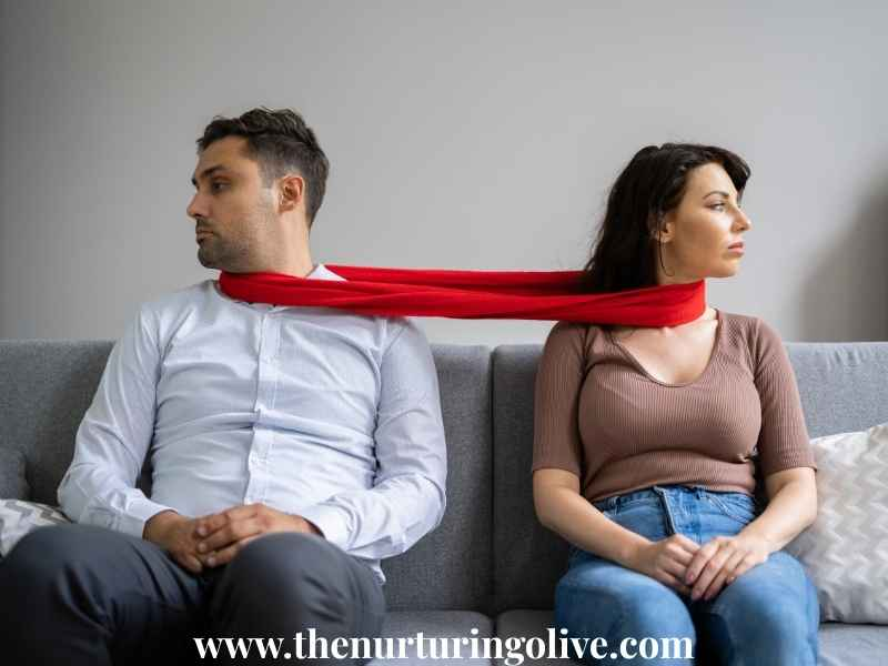 couple-disunited-with-a-red-clothe-around-their-neck-Red-Flags-in-Courtship-Christians -shouldn't-Ignore