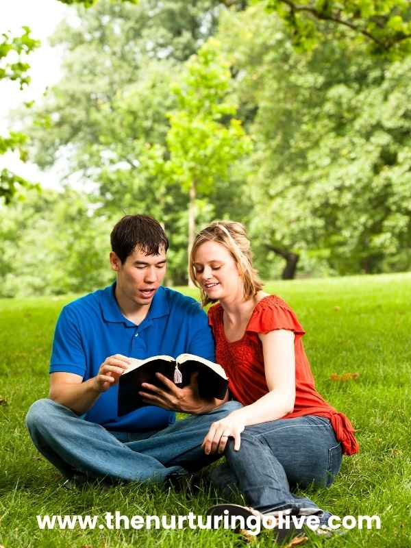 Christian couple praying together while learning how to choose the right partner according to the Bible