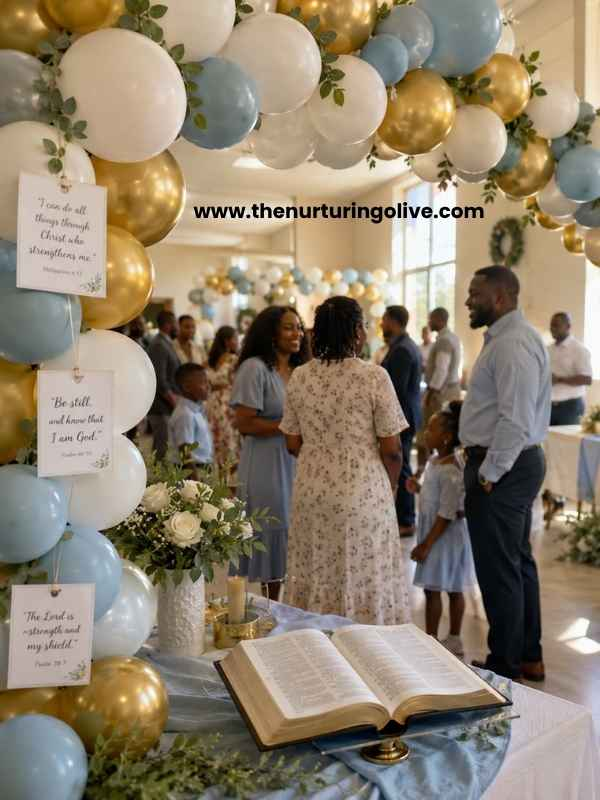 Bible balloon decor ideas for a Christian church event with Scripture-inspired balloon decorations