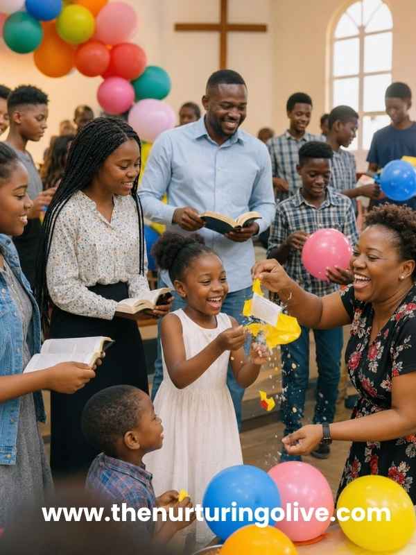 Bible Games With Balloons bringing children, youth, and adults together for a joyful church activity.
